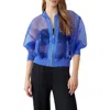 Gstq Sheer Bomber Jacket In Royal Blue