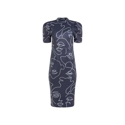 Thegtfashion Women's Black Graphic Print Midi Dress