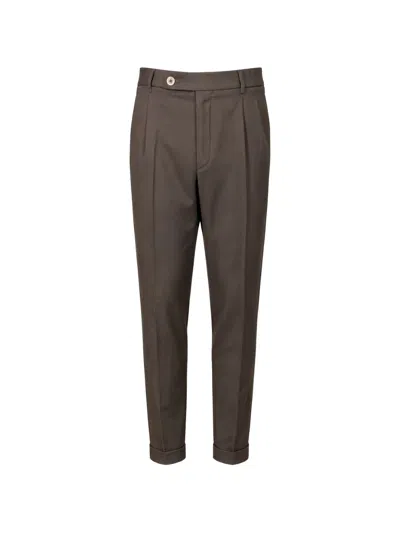 Gta Brown Cotton Lino Polyamide Trousers In Gray