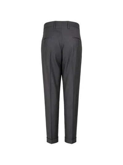 Gta Charcoal Gray Virgin Wool Cotton Polyamide Trousers In Blue