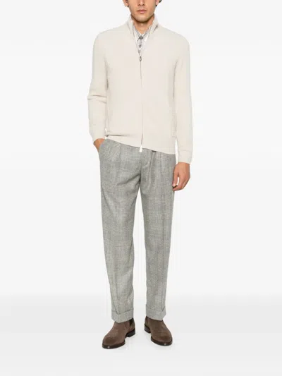 Gta Dante Prince Of Wales Check Pleated Trousers In Gray