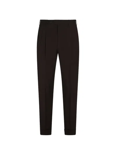 Gta Pantalone Button-fastening Pleated Roll-up Cotton Trousers In Black