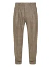 Gta Pantalone Pleated Check Pants In Brown