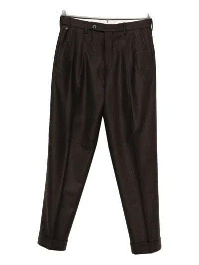 Gta Pleated Wool Trousers In Brown
