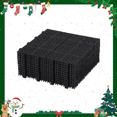 Gtlawn 12 X 12 Inch Black Interlocking Deck Tiles Plastic Waterproof Outdoor All Weather Anti-slip Bathroom