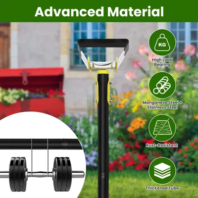 Gtlawn 1.5m Adjustable Garden Hoe Handheld Stirrup Hula Hoe Scuffle Loop Hoe Gardening Weeder Cultivator We In Black