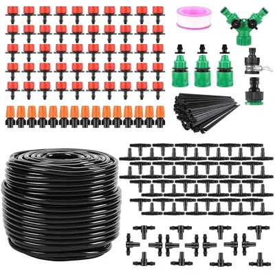 Gtlawn 164ft Drip Irrigation Kit Automatic Garden Irrigation System Misting Plant Watering Drip Kit For Gar In Black