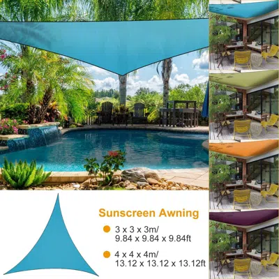 Gtlawn 9.84ft Shade Sail Patio Cover Shade Canopy Camping Sail Awning Sail Sunscreen Shelter Triangle Cover In Blue