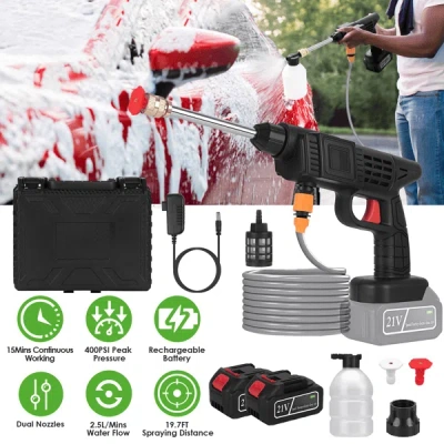 Gtlawn Cordless Pressure Washer 400psi, 300w Portable Power Washer With 2 Nozzles & Foam Bottle, 1200mah Re In Black