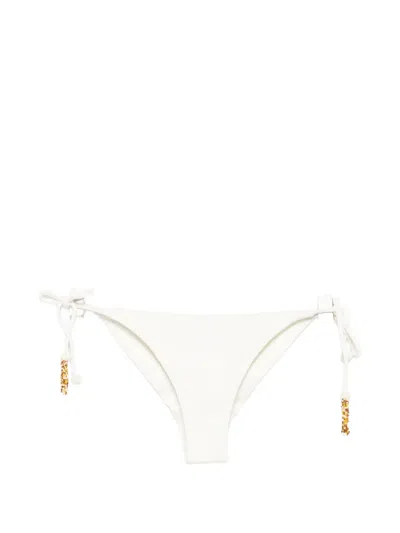 Água De Coco Embellished Bikini Bottoms In White