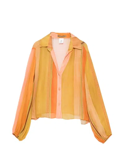 Água De Coco Striped Silk Shirt In Multi