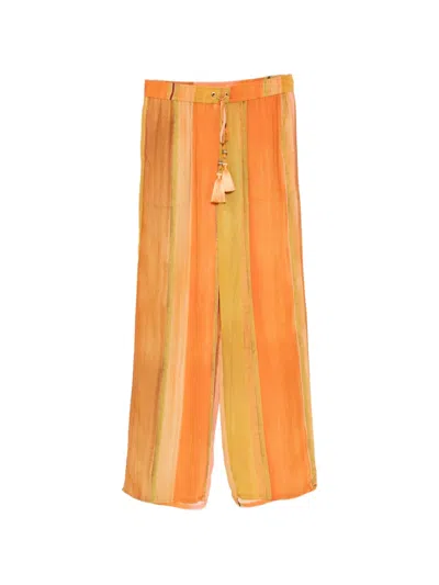 Água De Coco Striped Tassel-detail Trousers In Multi