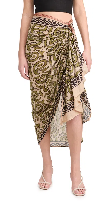 Guadalupe Asterisco Pareo Skirt Green