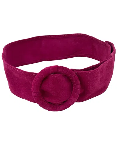 Guadalupe Circle Buckle Suede Belt In Burgundy