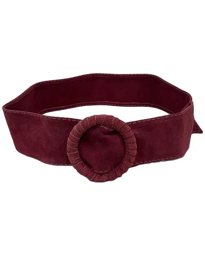 Guadalupe Circle Buckle Suede Belt In Burgundy