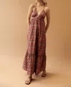 Guadalupe Design Abbie Long Dress In Red In Pink