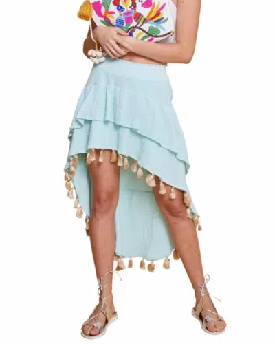Guadalupe Design Angelie High Low Skirt In Mint In Blue