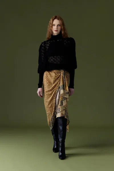 Guadalupe Design Ashi Ii Pareo Skirt In Yellow In Black