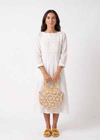 Guadalupe Design Aura Jamdani Dress In Neutral