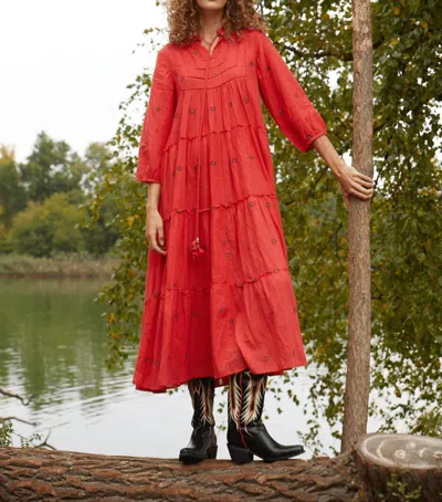 Guadalupe Design Casandra Midi Dress In Red