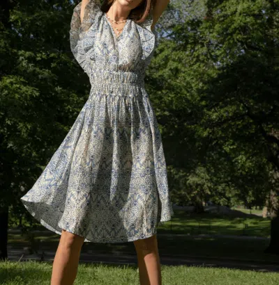 Guadalupe Design Charlize Paisley Dress In Blue In Gray
