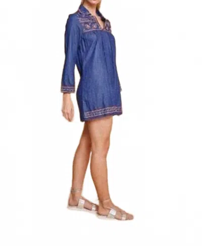 Guadalupe Design Ellie Floral Dress In Blue Denim