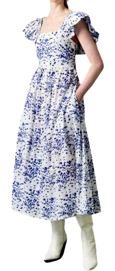 Guadalupe Design Emma Dress In Blue In White