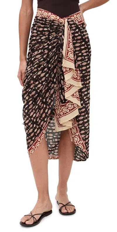 Guadalupe Design Greta Pareo Skirt Multi In Brown