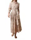Guadalupe Design Luciana Ikat Dress In Khaki In Brown