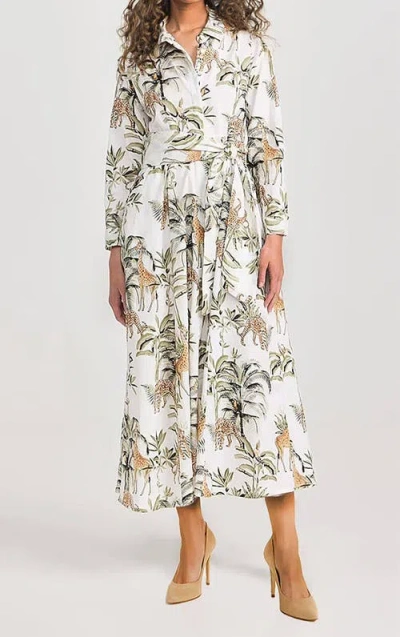 Guadalupe Design Luciana Jungle Dress White In Multi