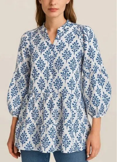 Guadalupe Design Matilda Blouse In Blue In White