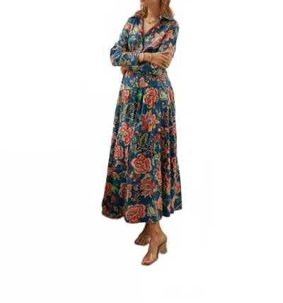 Guadalupe Design Meredith Peony Dress In Blue In Multi