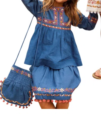 Guadalupe Design Kids' Micaela Skirt In Blue