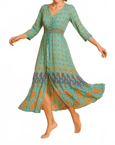 Guadalupe Design Monaco Dress In Turquoise In Green