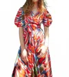 Guadalupe Design Monica Ikat Dress In Red/multi In Red