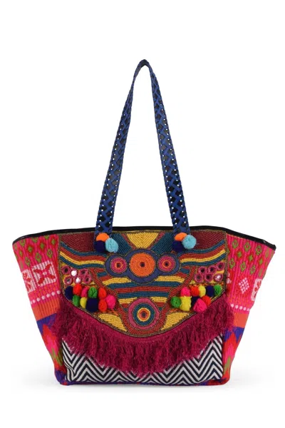 Guadalupe Design Naina Emebellished Tote Bag In Hot Pink / Multi