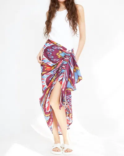 Guadalupe Design Nora Ikat Pareo Skirt In Multi In Red