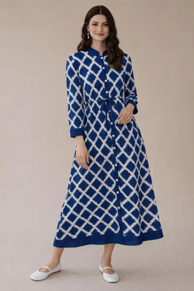 Guadalupe Design Rambag Midi Dress In Blue In Multi