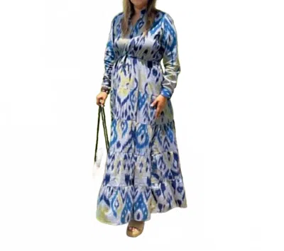 Guadalupe Design Rambagh Ikat Kal Love-notes Maxi Dress In Blue
