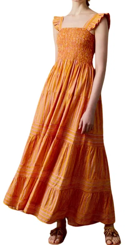 Guadalupe Design Rocio Strip Dress In Orange