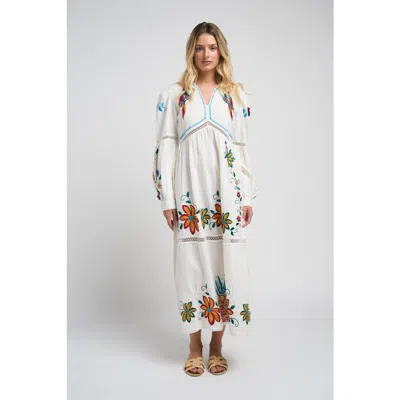 Guadalupe Design Sofia Parrot Dress In White