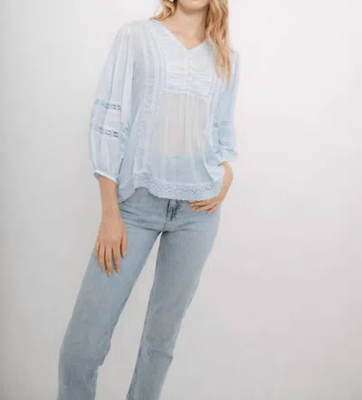 Guadalupe Design Valentina Peasant Sleeve Blouse In Light Blue