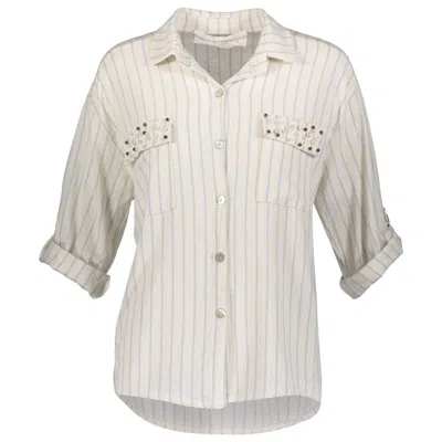 Guadalupe Design Women's Giovanna Stripes Top In Light Blue In Neutral