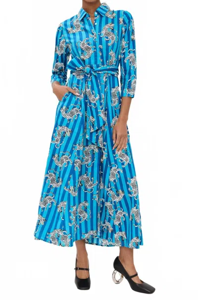 Guadalupe Design Women's Luciana Tibet Dragon Dress In Cyan In Blue