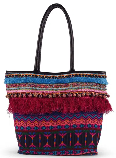 Guadalupe Design Zula Fringe Tote Bag In Multicolor