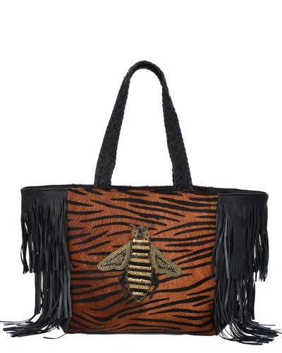 Guadalupe Queen Bee Exotic Leather Tote In Black