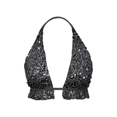 Guaja. Studio Women's Black Bindi Sequins Halter Top