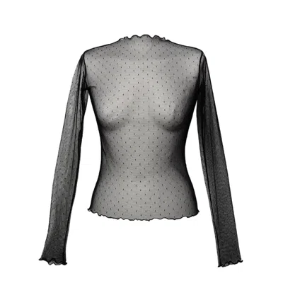 Guaja. Studio Women's Black Tasha Sheer Long Sleeve Top