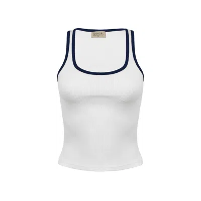 Guaja. Studio Women's Blue / White Jimmy Contrast Tank Top - White & Blue