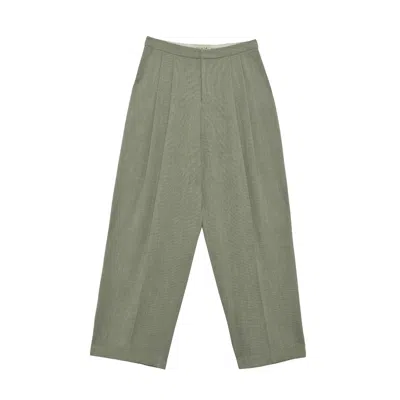Guaja. Studio Women's Green Moss Relaxed Wide-leg Trousers